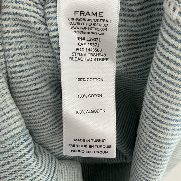 Frame Bleached Stripe Denim Casual Button Down Long Sleeve Shirt - Picture 3 of 4